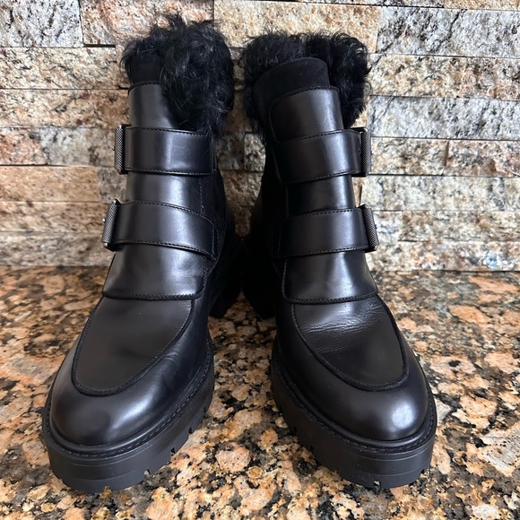Aquazurra Ryan Lug-Sole Shearling Buckle Boot - Picture 5 of 10